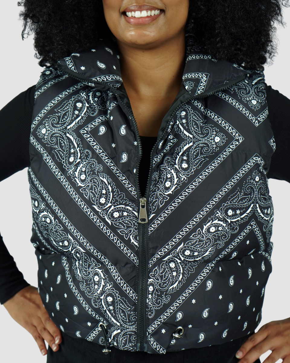 Parker Paisley Puff Vest – Self Esteem