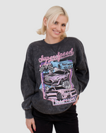 Speed Racer- Mineral washed Graphic Sweatshirt