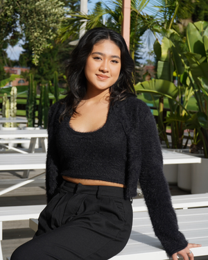 Torrey Faux Fur Two-Piece Halter Cardigan Set1