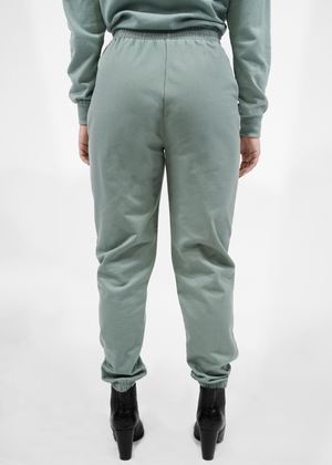 
                  
                    Back of model wearing jogger pant in butterfly sage green
                  
                