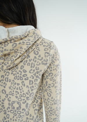 
                  
                    Detail view of model wearing leopard print Melrose hoodie
                  
                