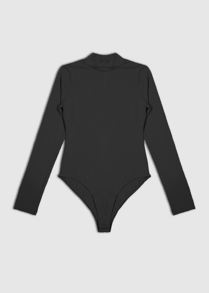Product flat lay of front of mock neck bodysuit