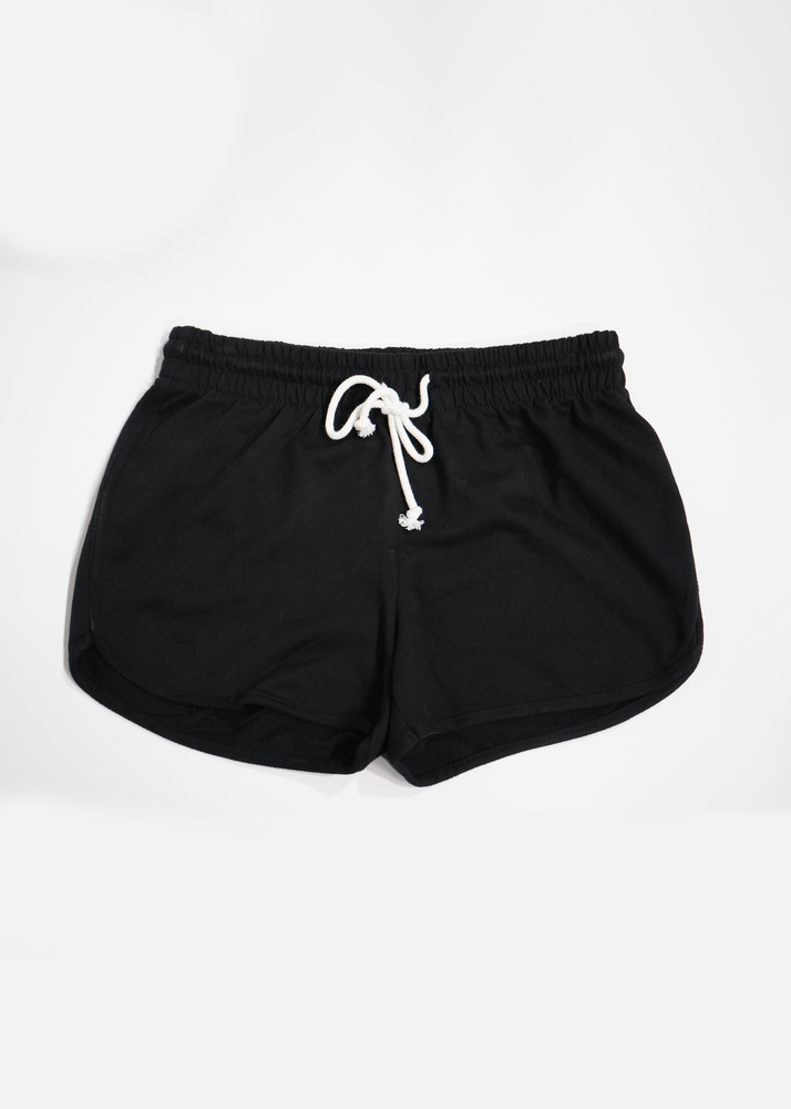 
                  
                    Front of track shorts in black
                  
                